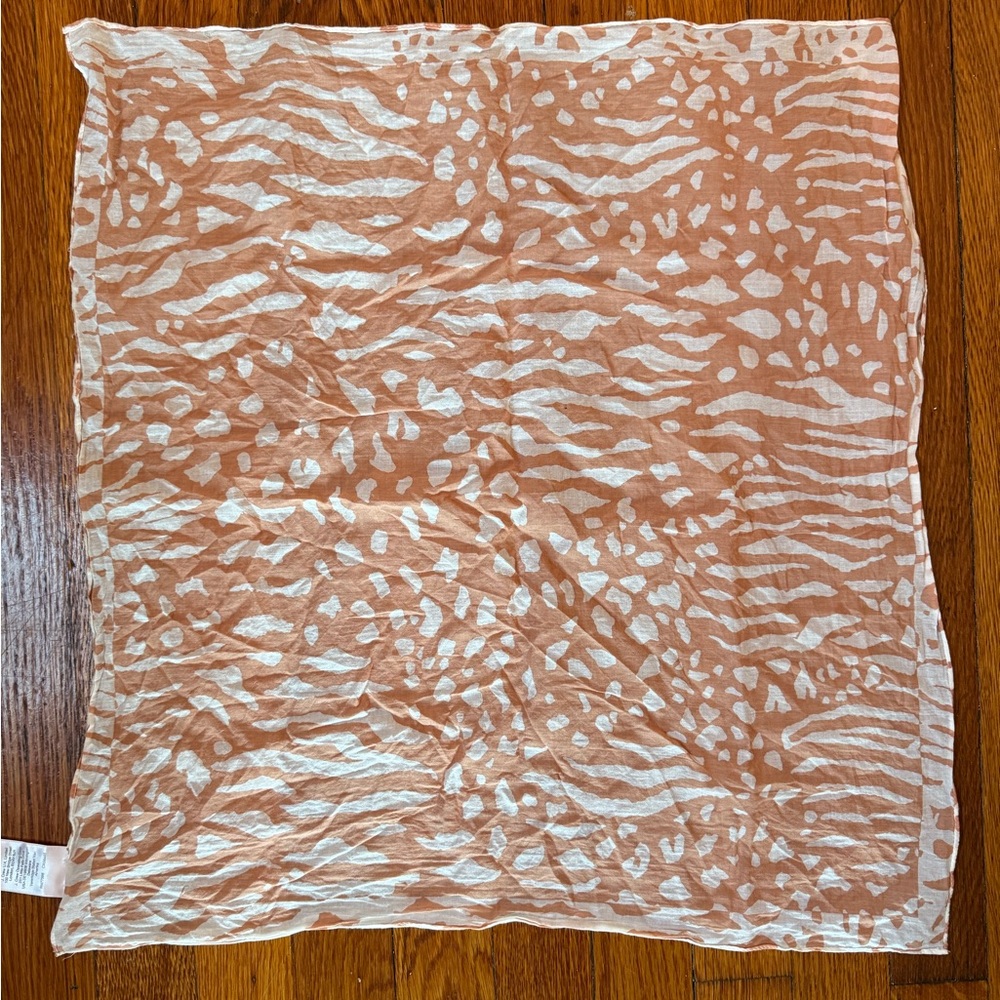 Animal Print Scarf in Peach and White